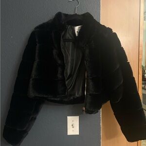 Black Faux Fur Women's Jacket medium